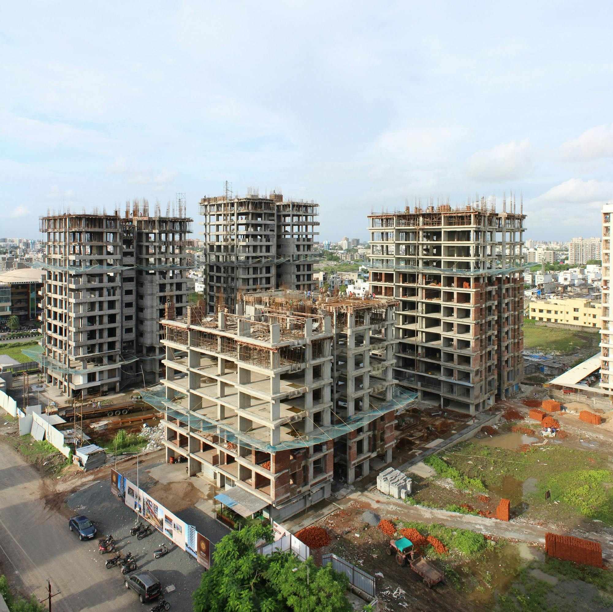 A cluster of mid-rise commercial buildings