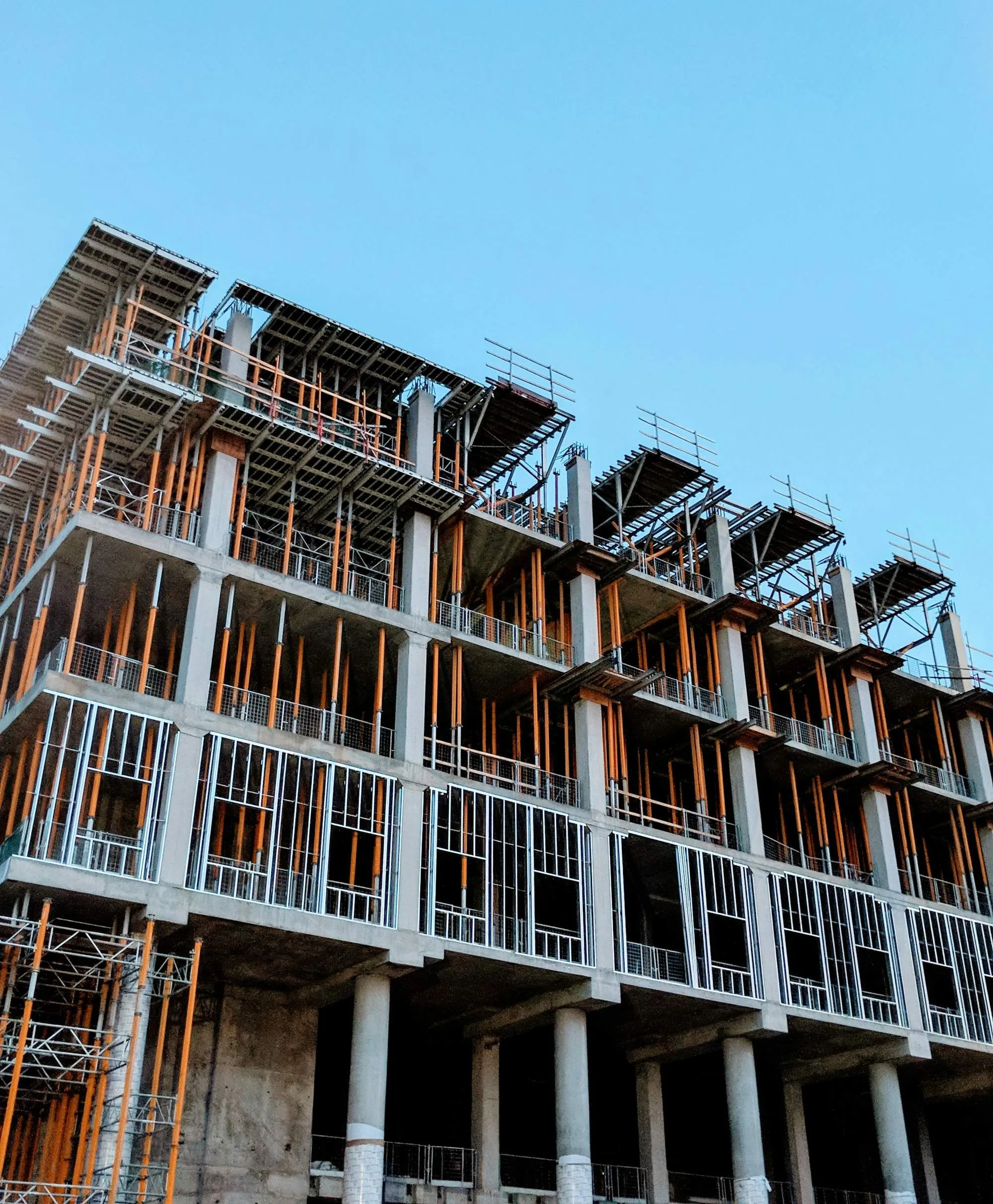 Concrete structural shell of a building in progress